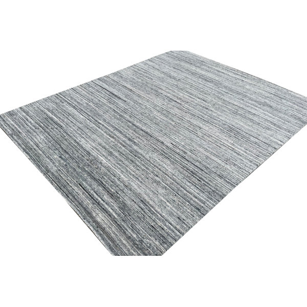 17 Stories Lori Baft Gabbeh Solid Color Handmade HandKnotted Wool Gray Rug Wayfair